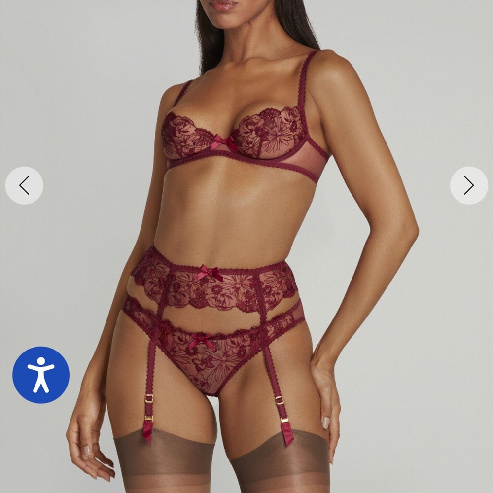 Agent Provocateur Jayce Lace Garter Belt in Burgundy